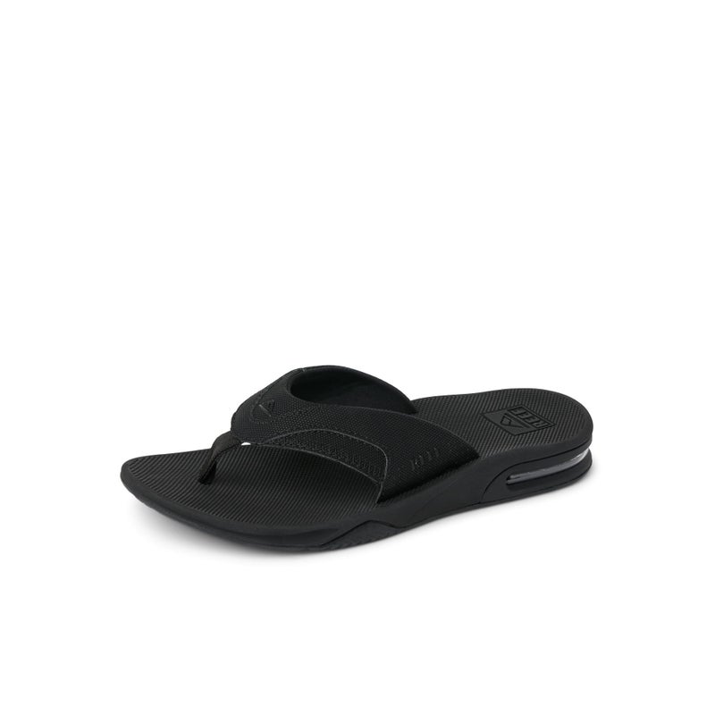REEF Fanning Mens Bottle Opener Flip Flop, Arch Support, Durable Outsole, Water Friendly, All Black, 9 - Image 1